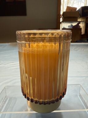 15 each Amber Ribbed Glass Candle Holder